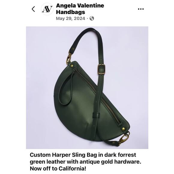Rare Angela Valentine Green Leather Harper Half-Moon Shoulder Bag – NWOT - Picture 6 of 6